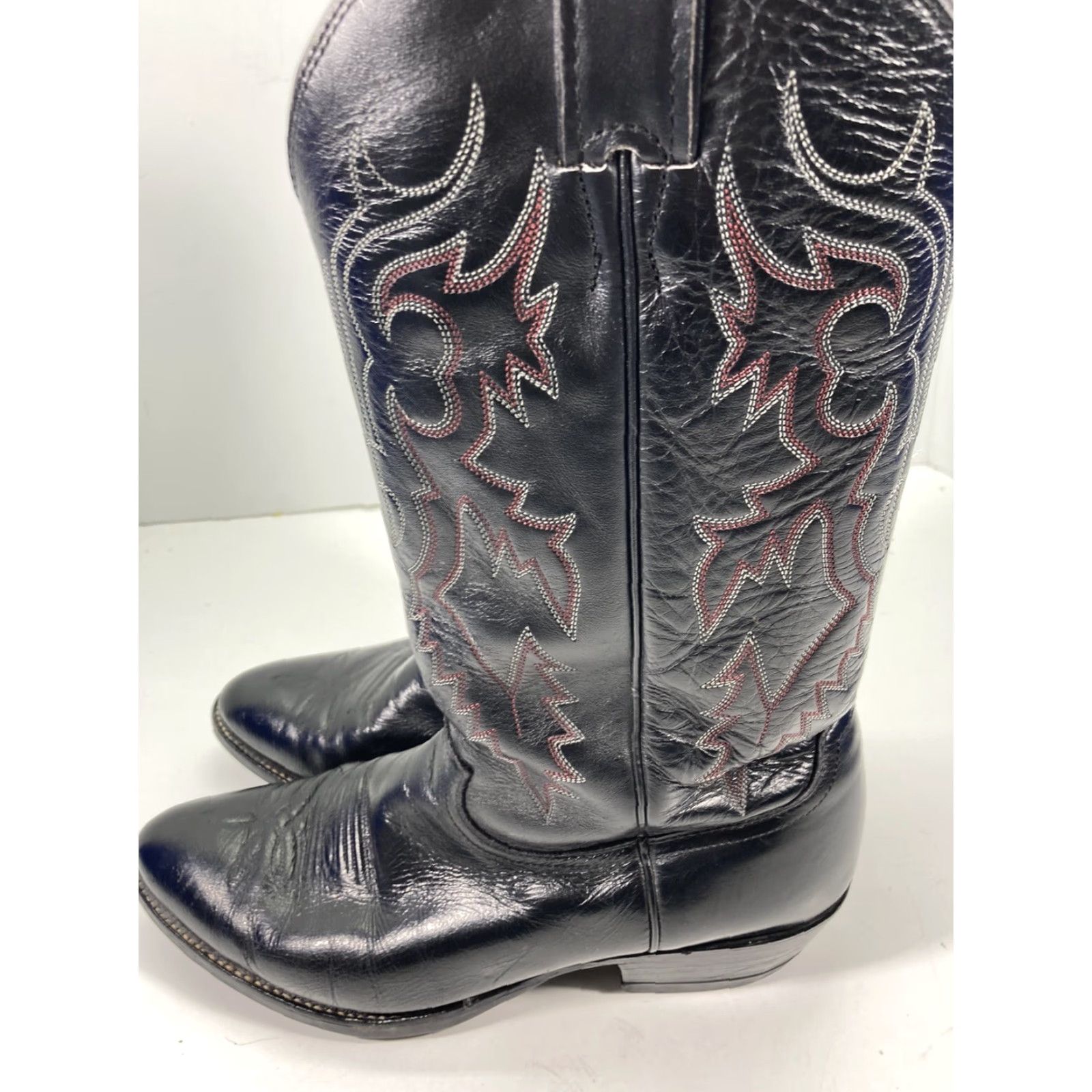 Justin Boots VINTAGE Justin Boots Men 8.5 EE Wide Black Leather Western Cowboy Boot Size US 9 / EU 42 - 3 Thumbnail