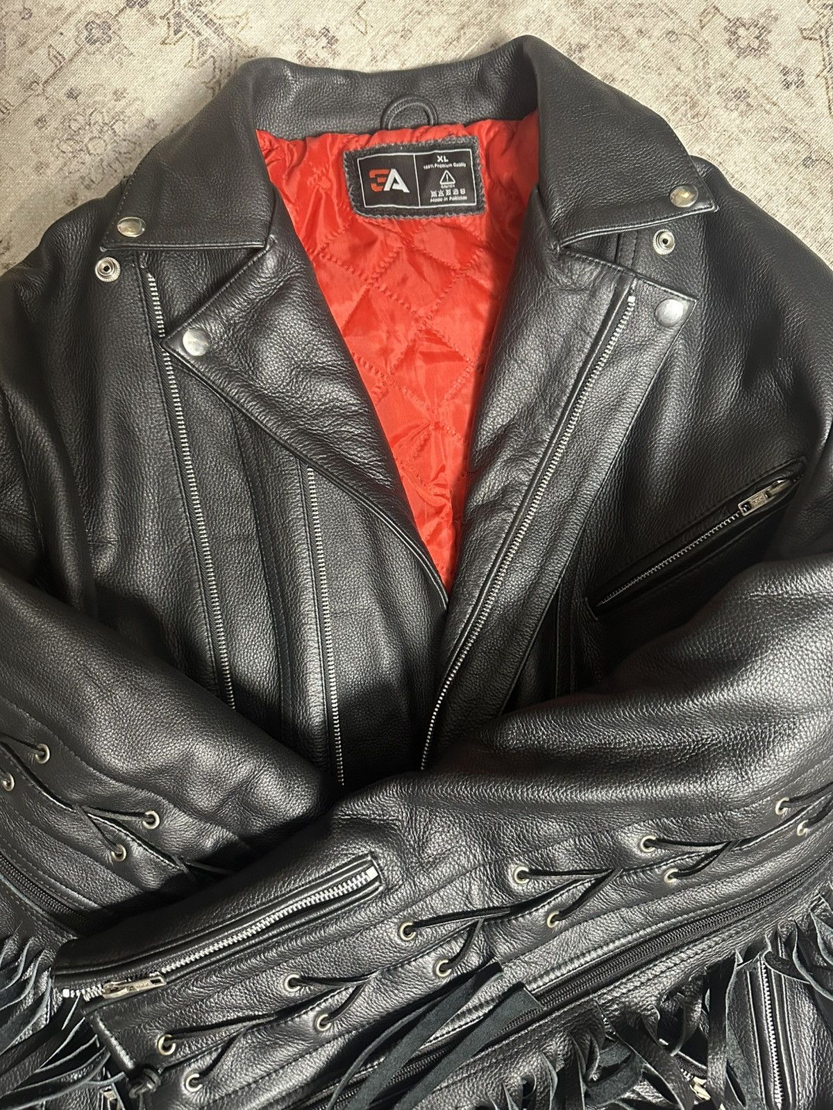 Other Leather Biker Jacket with fringes Size US XL / EU 56 / 4 - 6 Thumbnail