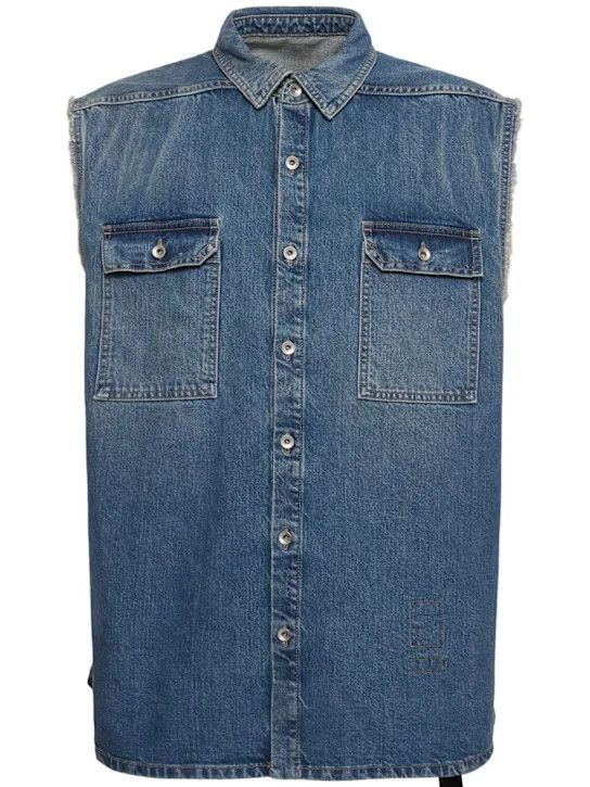 Rick Owens Drkshdw o1lsvrm0425 SL Tommy Jumbo Overshirt in Blue Size US M / EU 48-50 / 2 - 1 Thumbnail