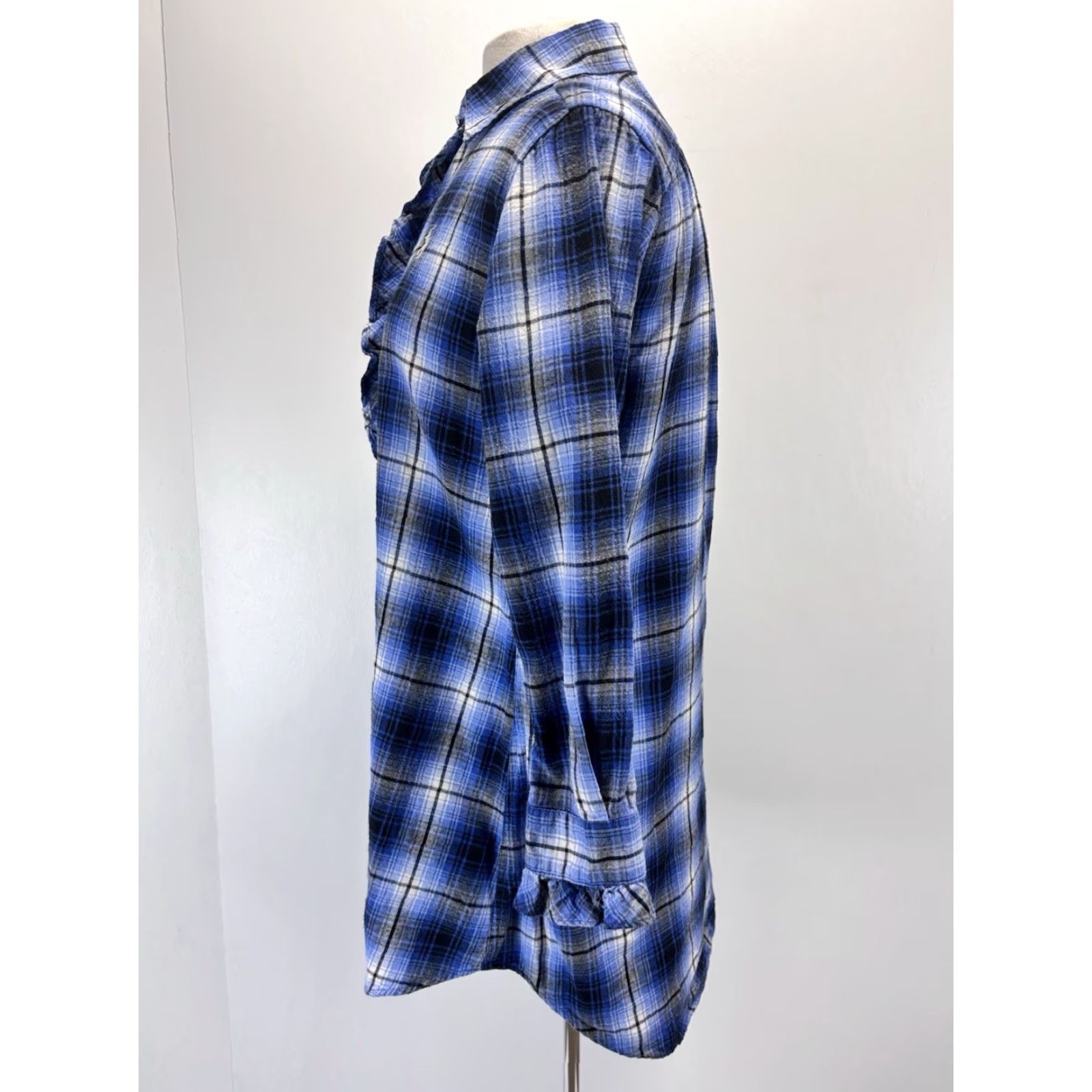 Ralph Lauren Ralph Lauren Women's Flannel Shirt Dress Sz Small Casual Long Sleeve Collared Plaid Cotton Blue Preppy Size S / US 4 / IT 40 - 2 Thumbnail