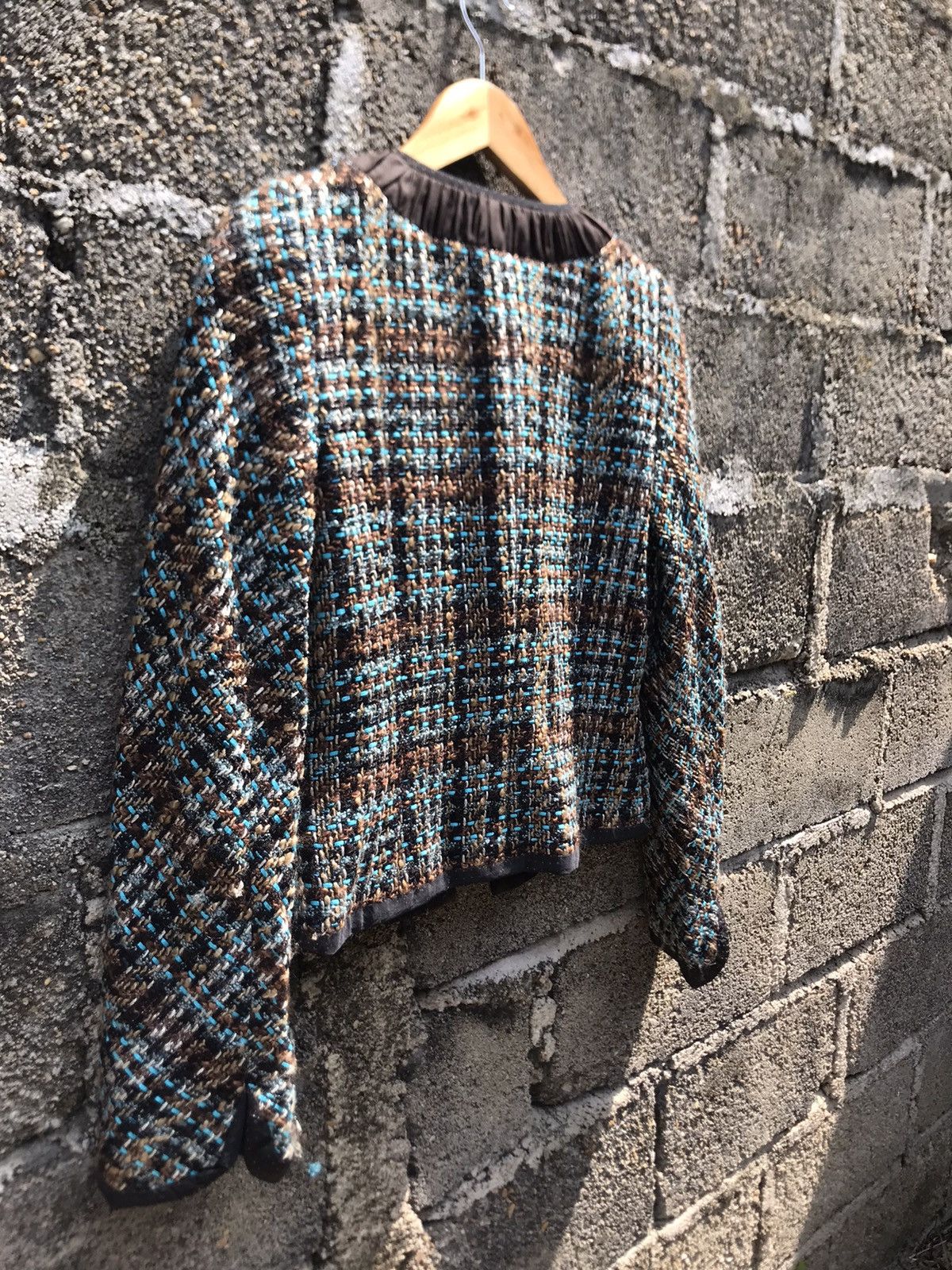 Hiroko Koshino Homme × Japanese Brand Vintage Hiroko Koshino Herringbone Wool Cropped Jacket Size XS / US 0-2 / IT 36-38 - 10 Thumbnail
