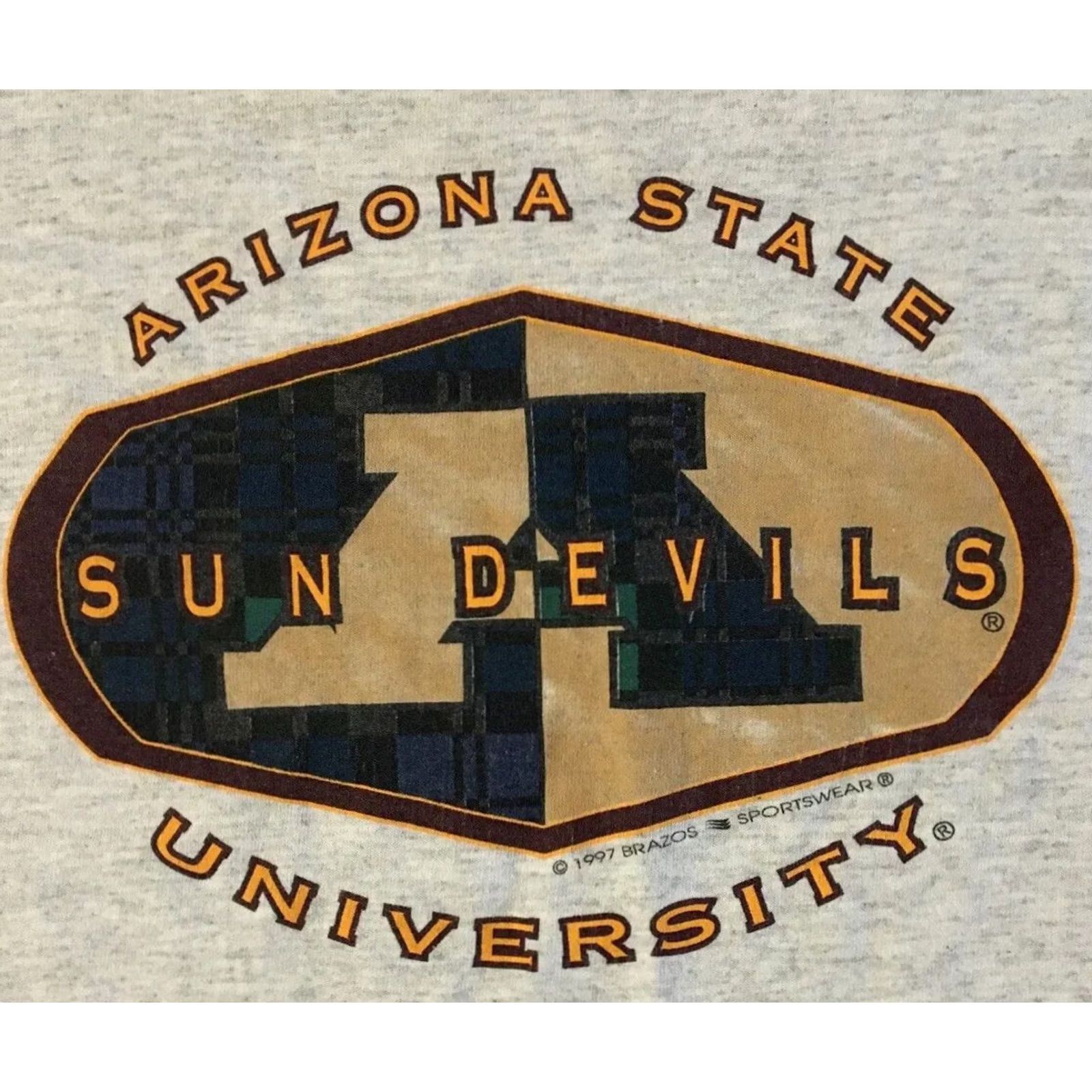 Vintage VINTAGE ASU Sun Devils Faded Spellout Shirt M L Gray 90s College University USA Sun Devils Mens Size US M / EU 48-50 / 2 - 2 Thumbnail
