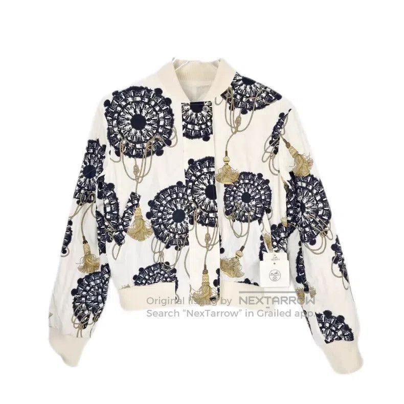 Hermes Hermes White Rope Pattern Zip-Up Jacket Size XS / US 0-2 / IT 36-38 - 1 Thumbnail