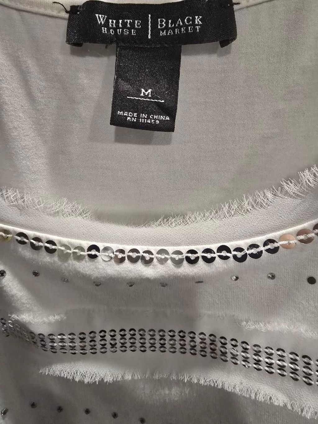 White House Black Market Women's White House Black Market White Silver Sequin Tank M Size M / US 6-8 / IT 42-44 - 6 Thumbnail