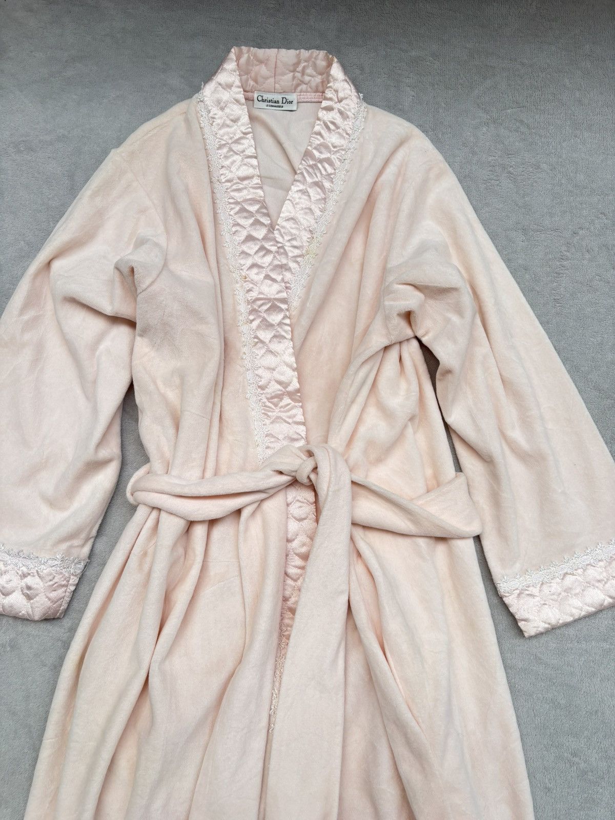 Dior 1970s Christian Dior Le Connaisseur Lace Trimmed Robe Size M / US 6-8 / IT 42-44 - 8 Thumbnail