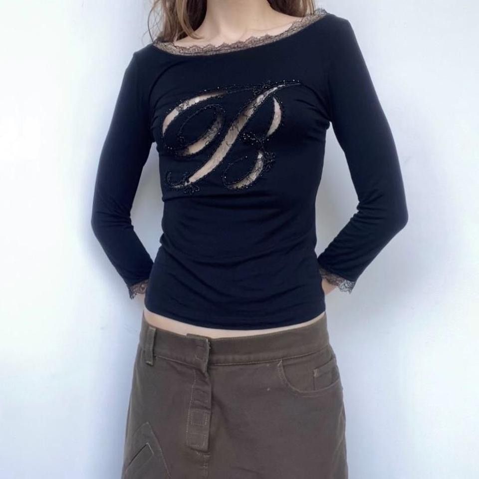 blumarine jeans vintage 3/4 sleeve top