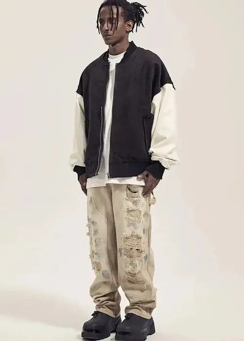 Jean Beige Paint Splatter Distressed Denim Jeans y2k Size US 30 / EU 46 - 4 Thumbnail