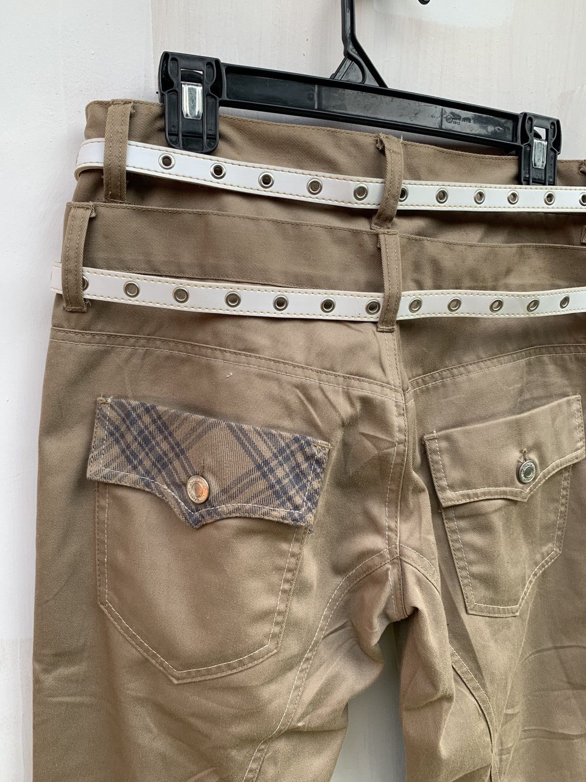 Japanese Brand Nylaus 3 quarter double waist rolled up pants with 2 belts Size US 31 - 6 Thumbnail