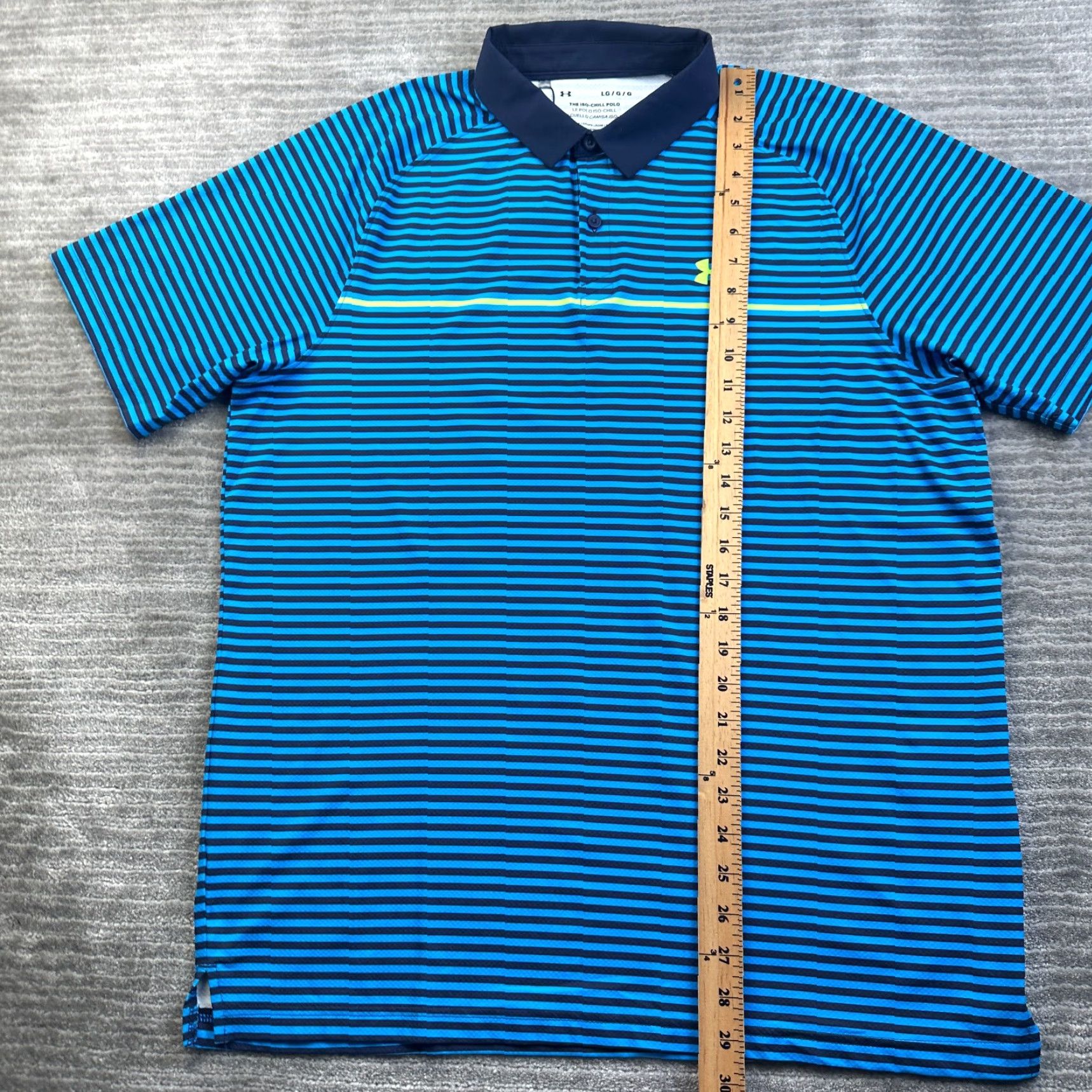 Under Armour NEW Under Armour Polo Shirt Mens Large Blue Striped Golf Iso Chill Performance Size US L / EU 52-54 / 3 - 7 Thumbnail