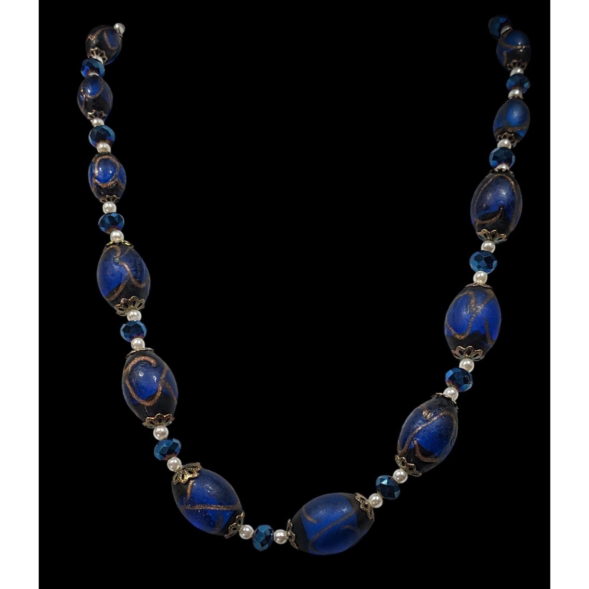 Other Regal Handmade Blue Glass And Faux Pearl Beaded Necklace Size ONE SIZE - 4 Thumbnail