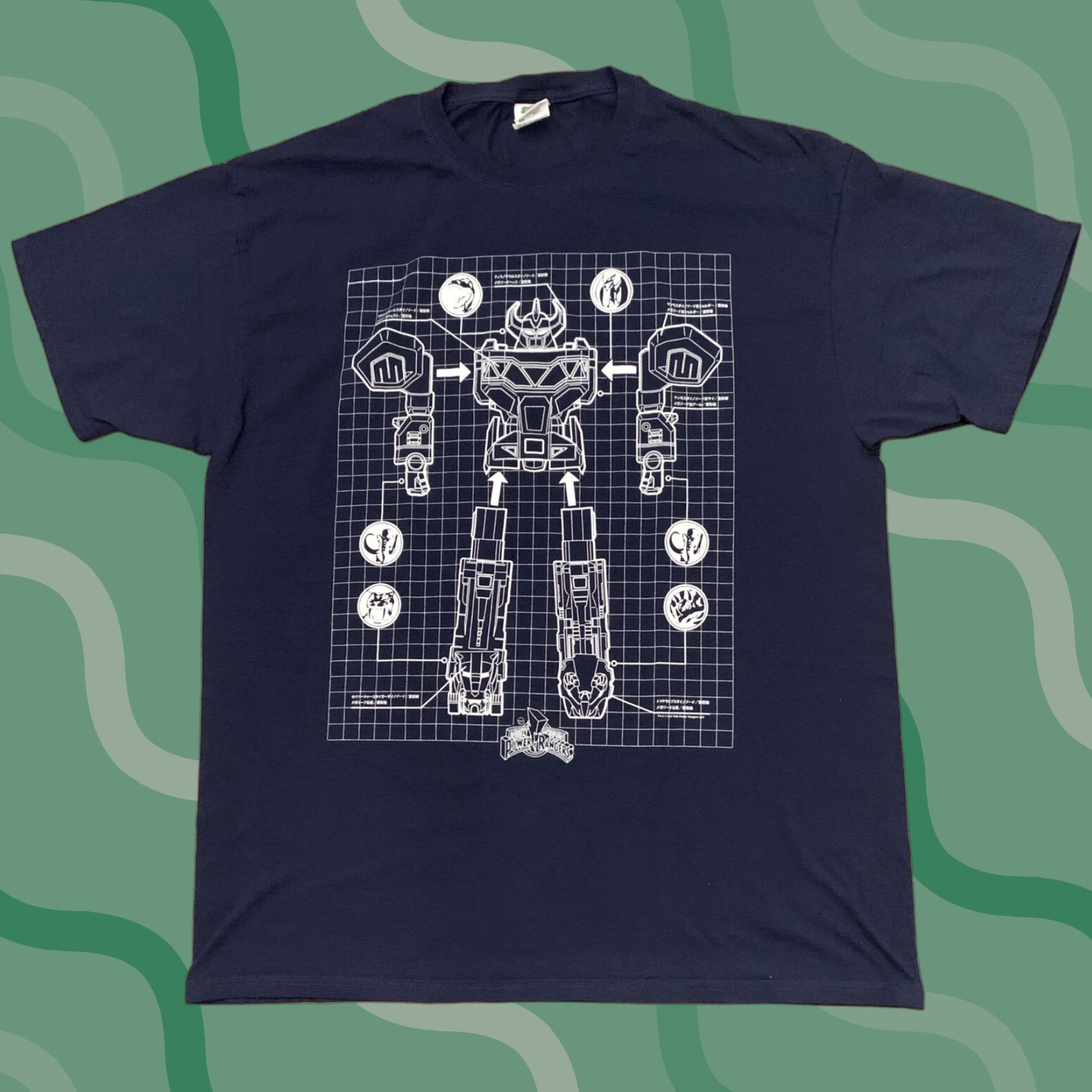 Vintage VINTAGE Power Rangers Graphic Tee Adult XL Blue Anatomy of Ranger Robot Short Sleeve Size US XL / EU 56 / 4 - 1 Thumbnail