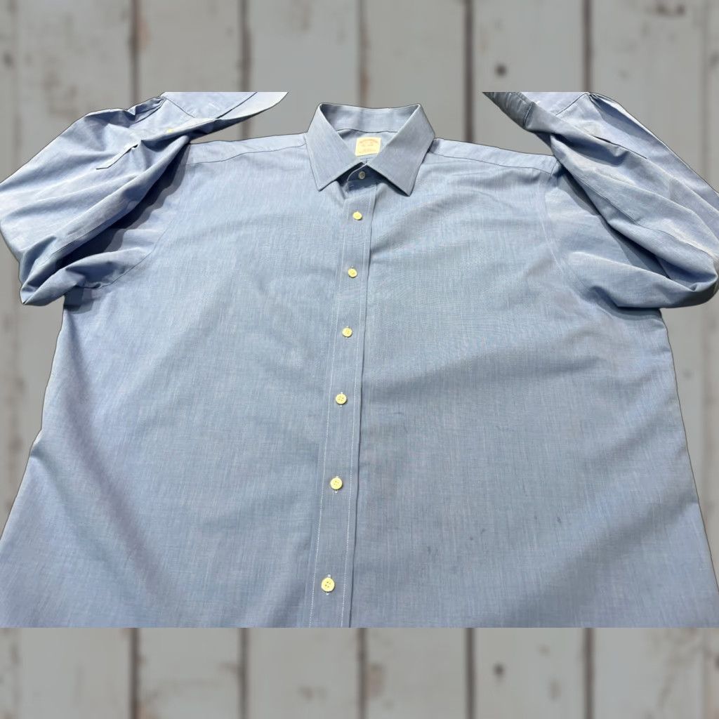 Brooks Brothers Brooks Brothers Shirt Mens 17.5 36 Blue Regular Non-Iron French Cuff Supima Dress Shirt Classic, Office, Preppy Mens Size US XXL / EU 58 / 5 - 1 Thumbnail