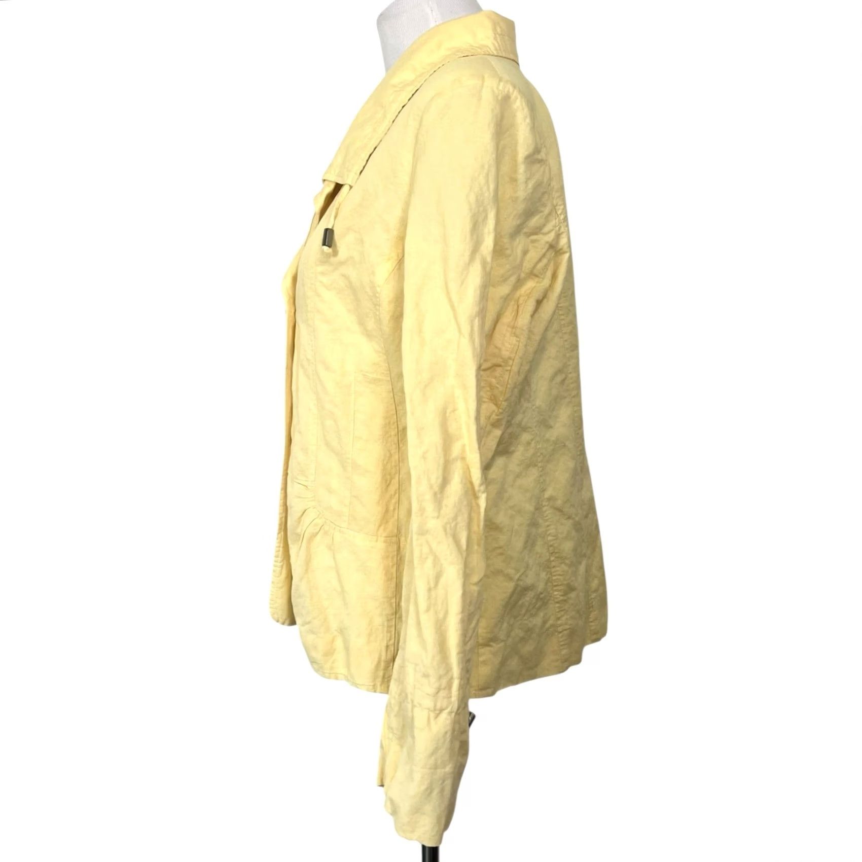 Vintage Chico’s Cotton Linen Jacket Yellow Sz 2 (Large) Oceanic Isle Golden Haze Yellow Jacket Womens L Solid Button Closure Size L / US 10 / IT 46 - 6 Thumbnail