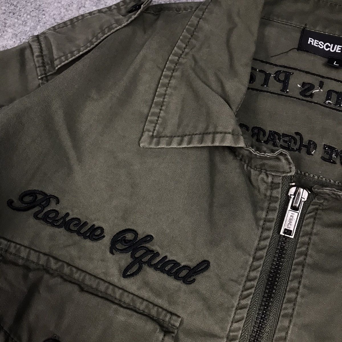 Japanese Brand RESCUSE SQUAD EMBROIDERY DESIGN ZIPPER DOUBLES POCKET JACKET Size US M / EU 48-50 / 2 - 8 Thumbnail