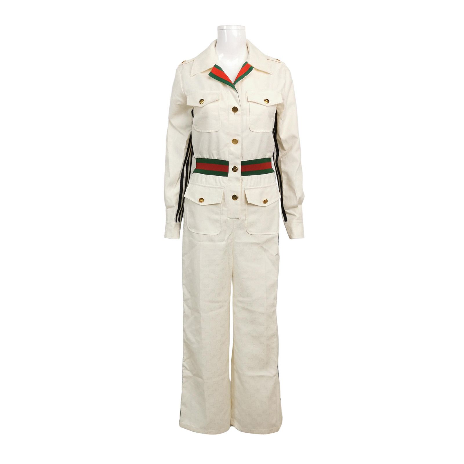 Adidas × Gucci Gucci x Adidas Striped Logo Jumpsuit Size 40 Size 27" / US 4 / IT 40 - 1 Thumbnail