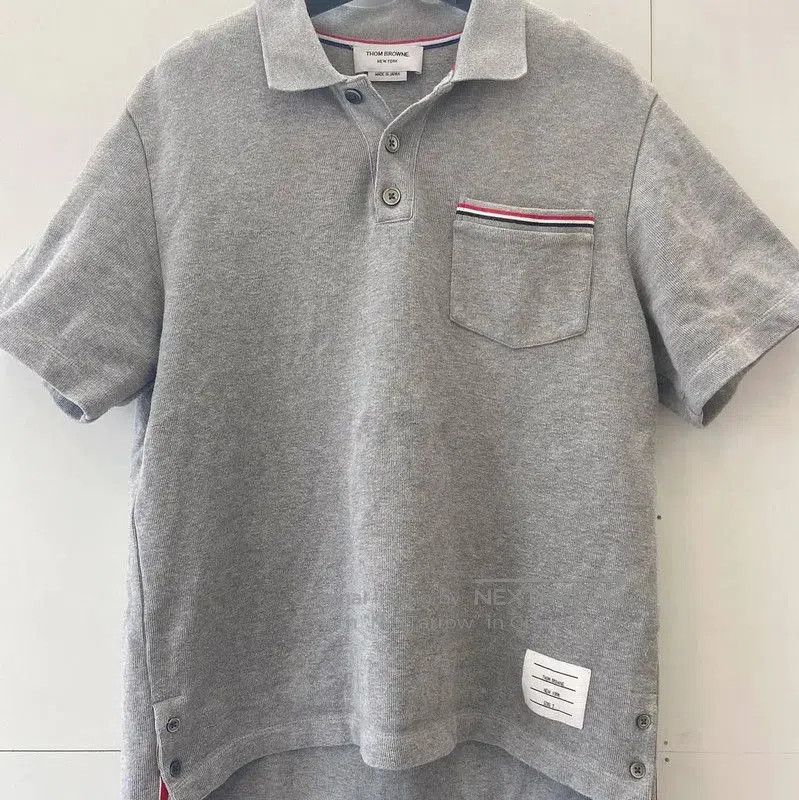 Thom Browne Thom Browne Gray Cotton Men's Polo Shirt . Size US S / EU 44-46 / 1 - 1 Thumbnail
