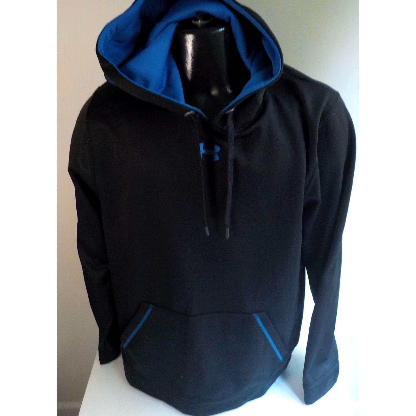 Under Armour UNDER ARMOUR Hoodie Black/Blue XL Loose Fit Kangaroo Pocket Men Logo Size US XL / EU 56 / 4 - 2 Thumbnail