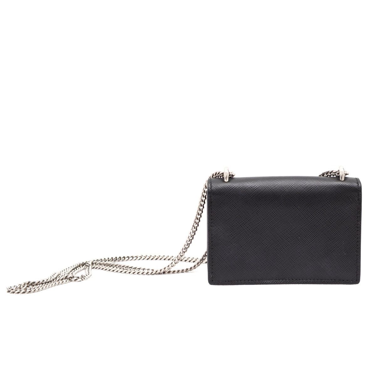 Prada 1.5k.$ PRADA Black Triangle Logo Mini Bag Chain Card Case Size ONE SIZE - 5 Thumbnail