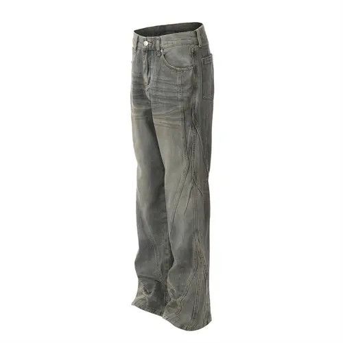 VIBE Washed distressed punk loose split stitching straight jeans Size US 32 / EU 48 - 2 Thumbnail