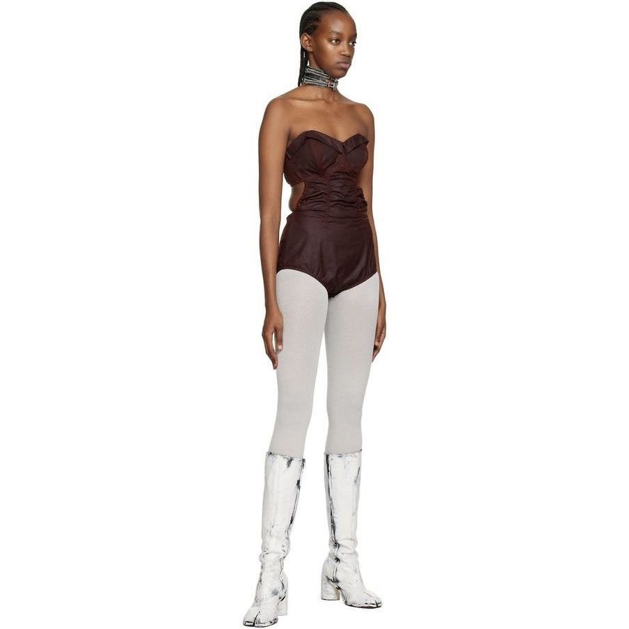 Maison Margiela AW22 waxed cotton bodysuit sweetheart ruched one piece Size M / US 6-8 / IT 42-44 - 10 Thumbnail