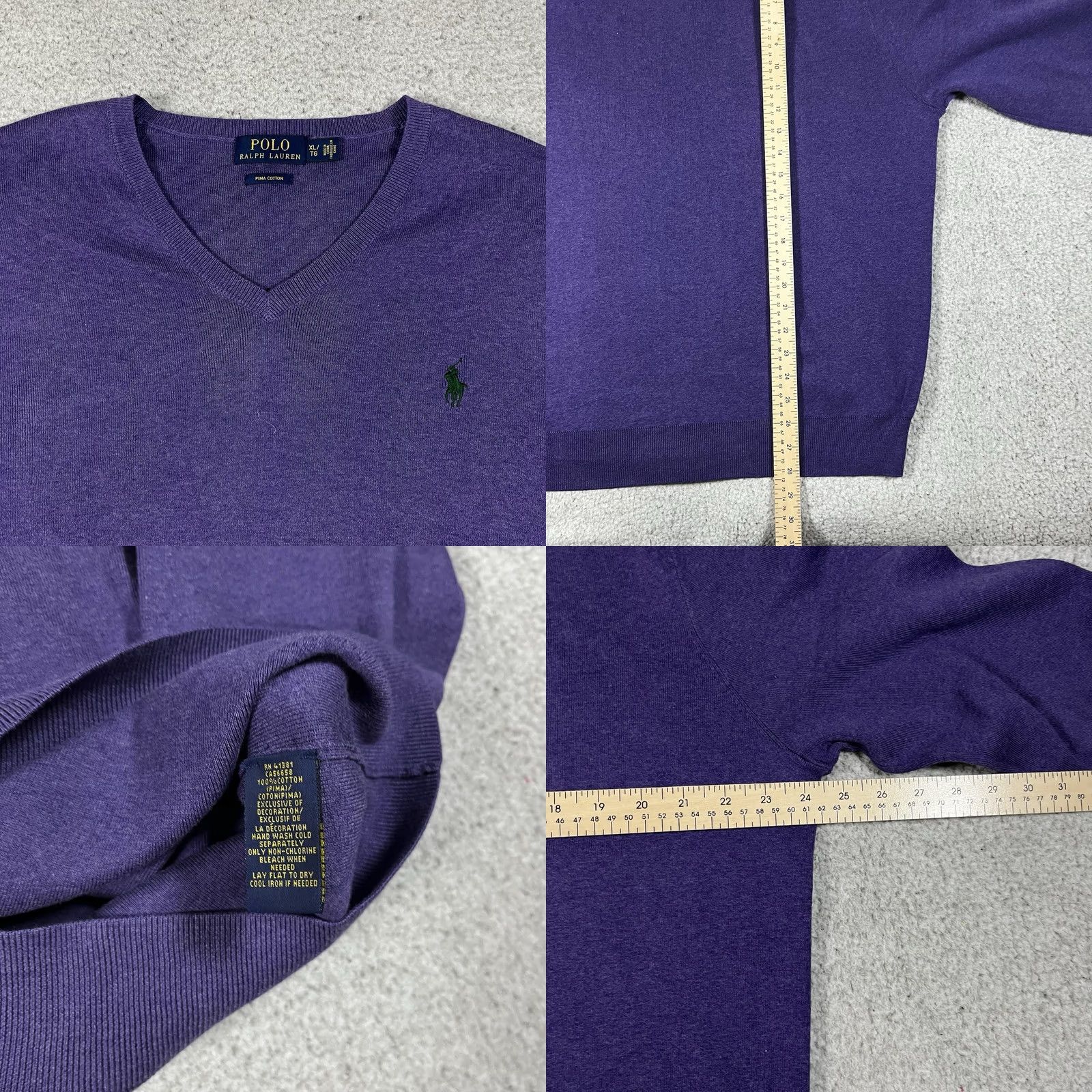Polo Ralph Lauren Polo Ralph Lauren Sweater Mens XL Purple V-Neck Long Sleeve Knit Pullover Preppy Classic Colorful Retro Size US XL / EU 56 / 4 - 8 Thumbnail