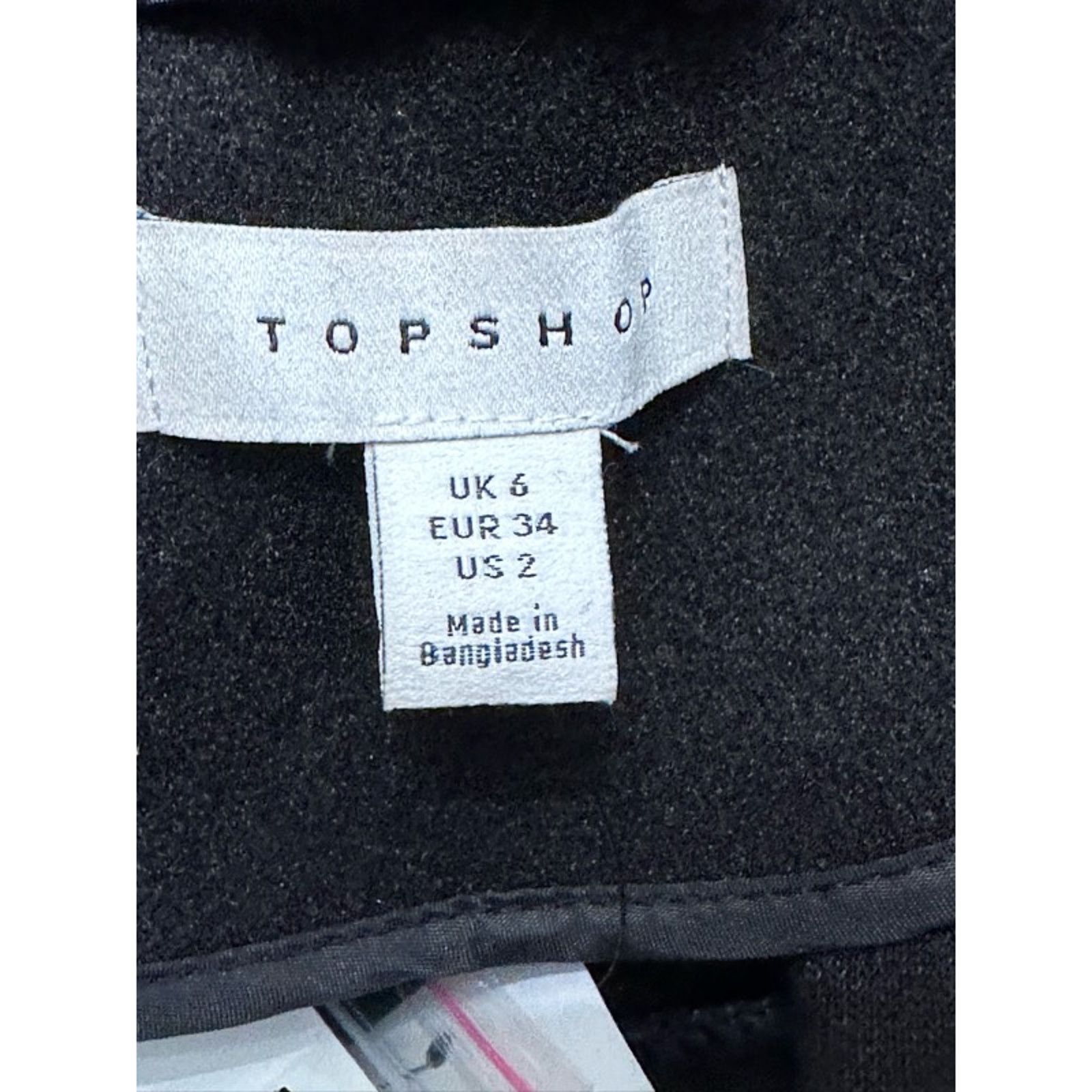 Topshop Topshop Midi Pea Coat Double Notched Lapel Black Women's 2 Size XS / US 0-2 / IT 36-38 - 8 Thumbnail
