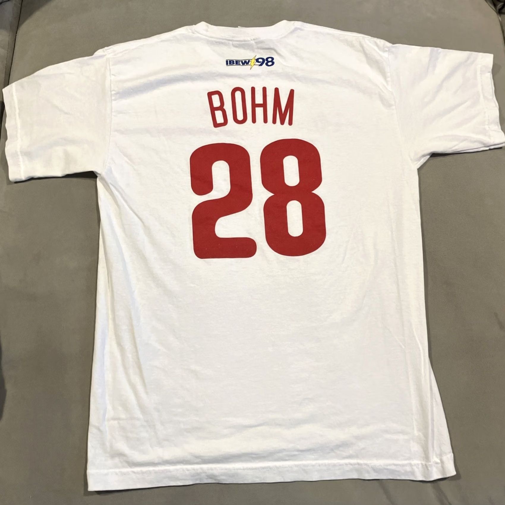 X-LARGE Bayside T-Shirt Philadelphia Baseball Alec Bohm I LOVE THIS PLACE White Large Short Sleeve Round Neck Graphic Tee Men Regular Cotton Size US L / EU 52-54 / 3 - 4 Thumbnail