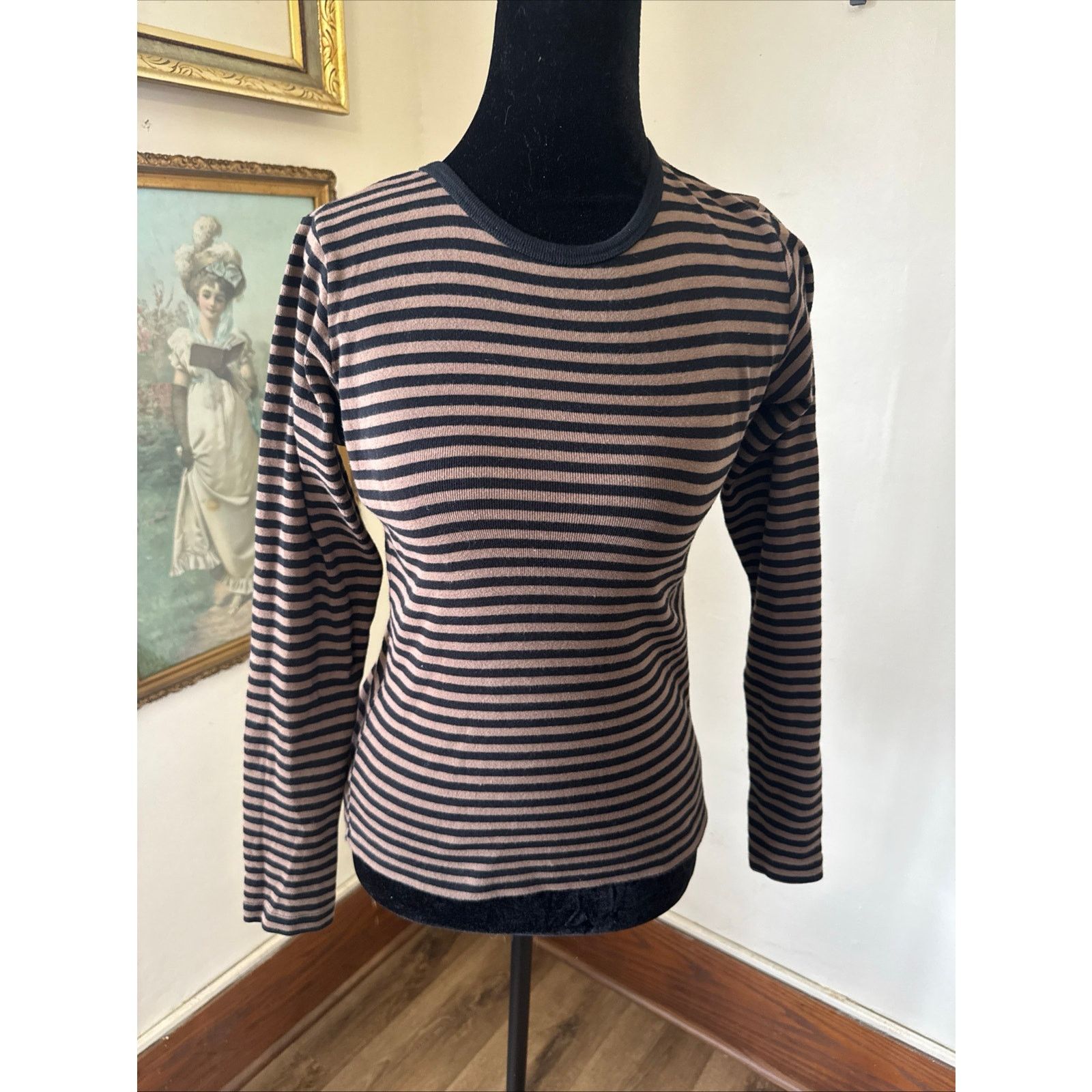 Max Mara Max Mara 100 Percent Cotton Striped Long Sleeve Top Brown Size S / US 4 / IT 40 - 9 Thumbnail