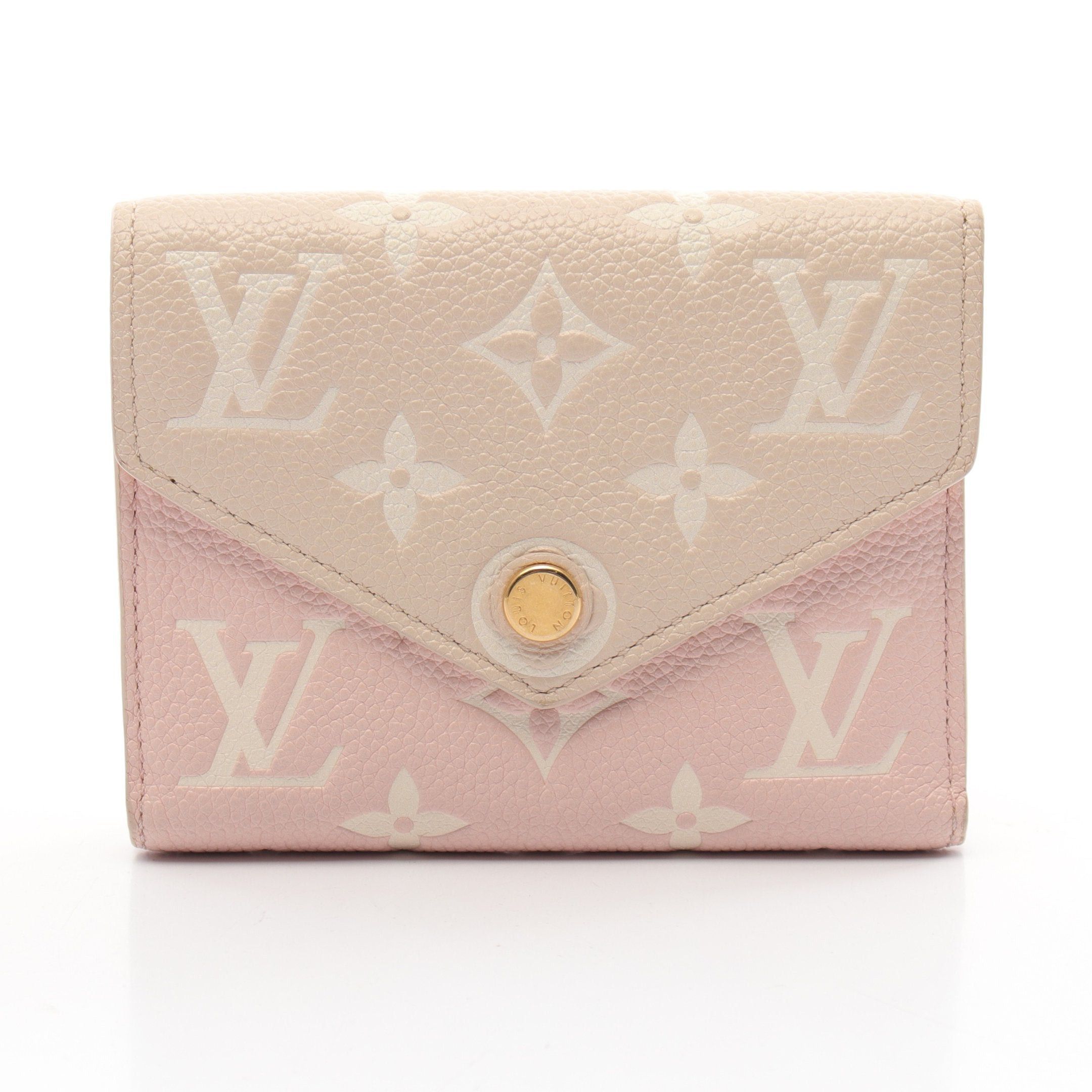 Louis Vuitton Louis Vuitton Portefeuil Victorine Monogram Empreinte Rose Beige Trifold Wallet Leather Pink Size ONE SIZE - 1 Thumbnail