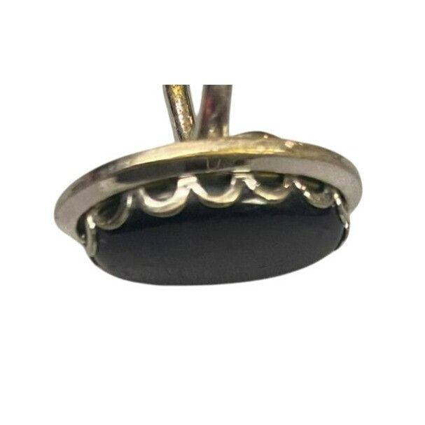 Other Vintage Signed Emmons Silver tone and Black Oval Ring Size 5 Size ONE SIZE - 3 Thumbnail