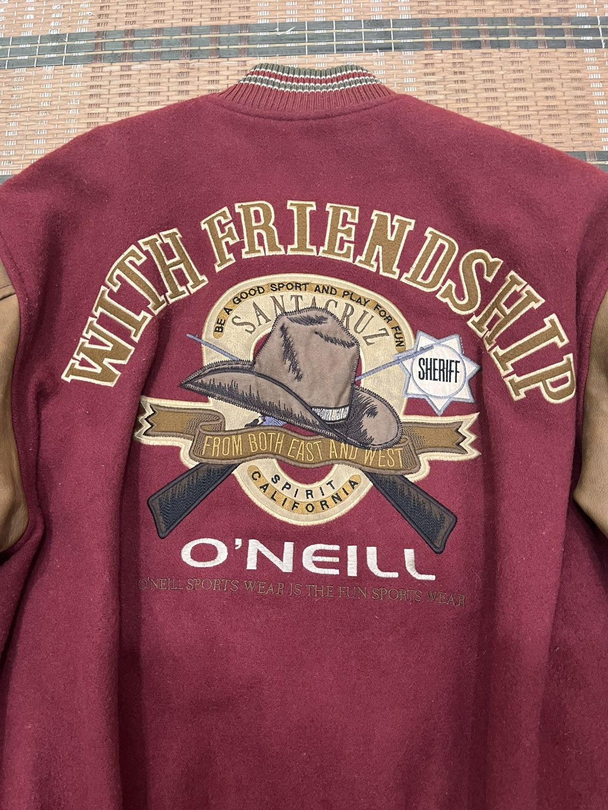 O'Neill Vintage 90s O’Neill With Friendship Suede Varsity Jacket Size US L / EU 52-54 / 3 - 13 Thumbnail