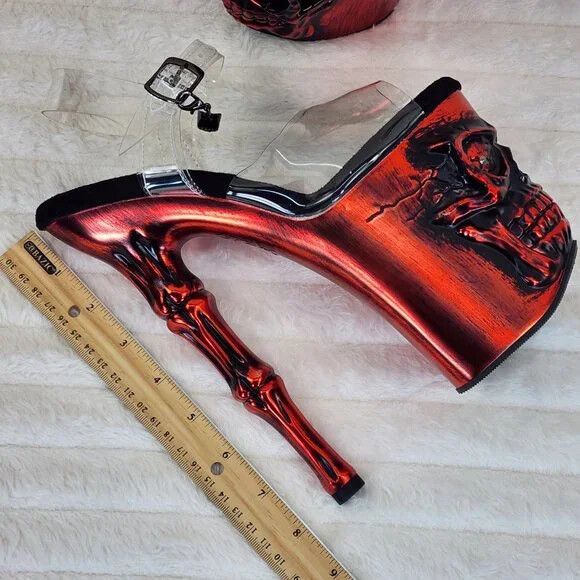 Other Rapture Clear Metallic Red Skull & Bones LED 8" High Heel Pl Size US 6 / IT 36 - 6 Thumbnail
