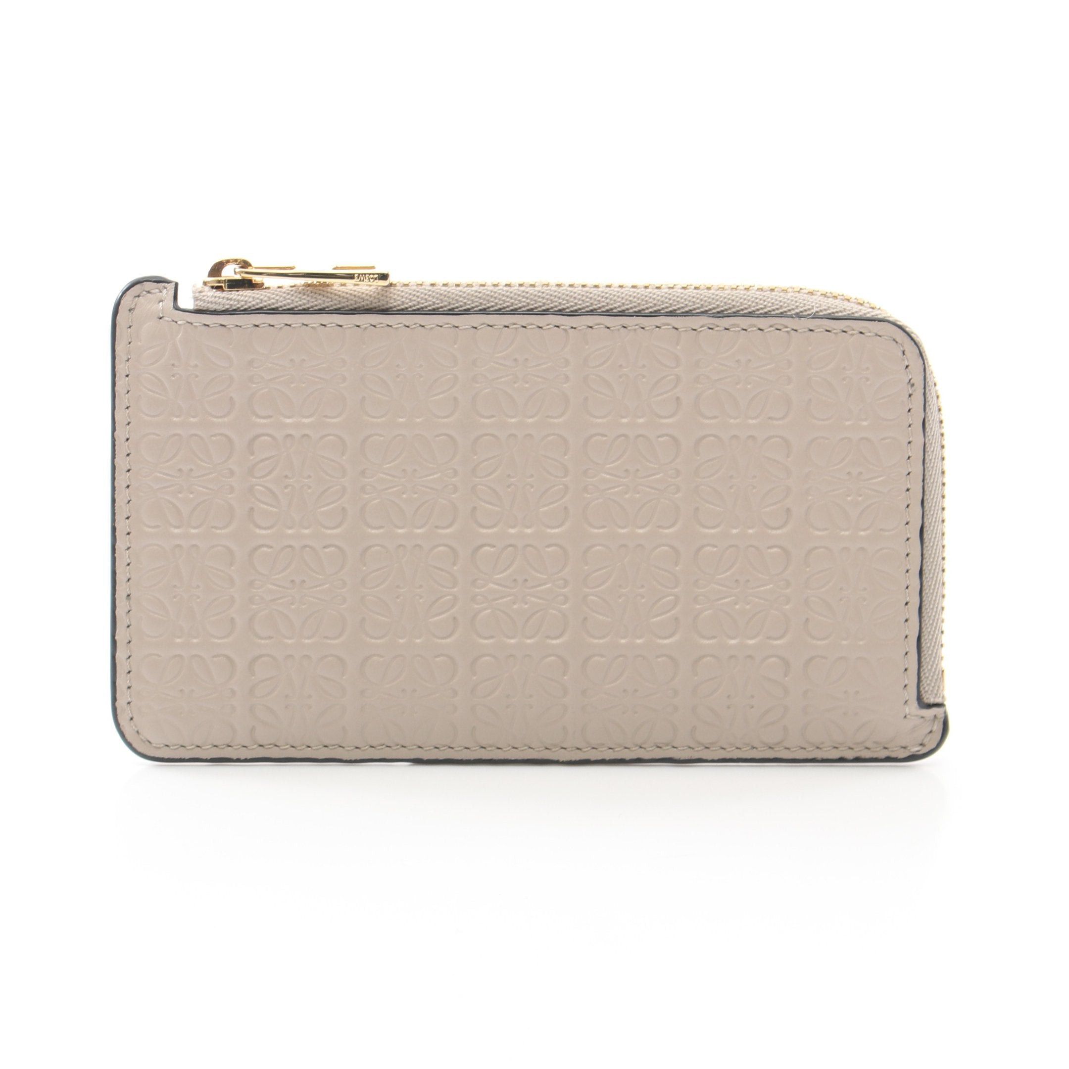Loewe Repeat Anagram Card Case Coin Purse Leather Beige in Neutrals, Women's