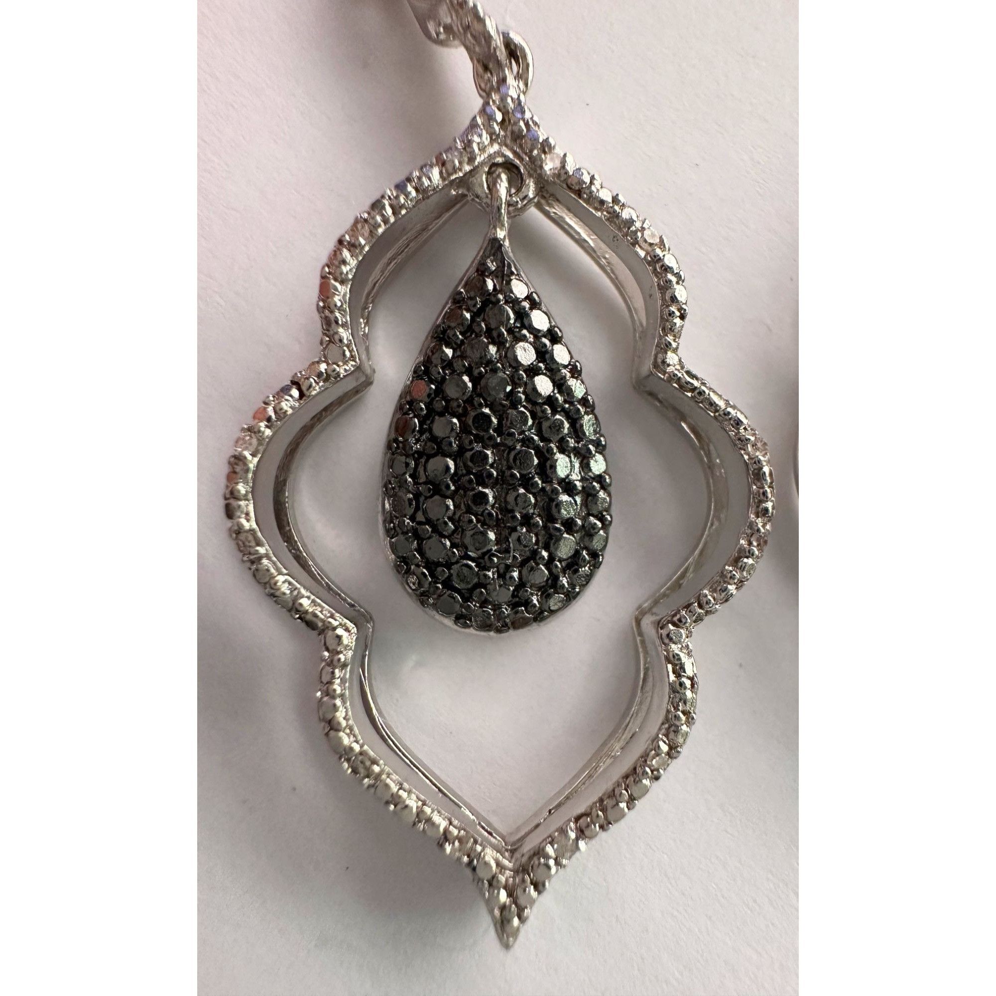Other Black Diamond Cluster Leaf Dangle Earrings Size ONE SIZE - 12 Thumbnail