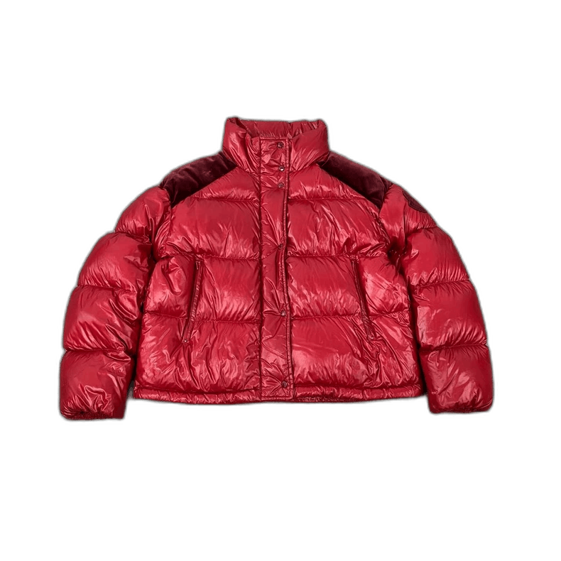 Moncler Red Velvet Padded Jacket Size 2