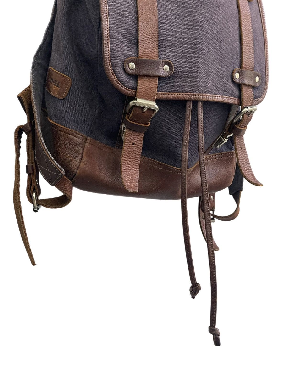 Japanese Brand Diesel style canvas leather backpack Y2K explorer style 90s Size ONE SIZE - 4 Thumbnail