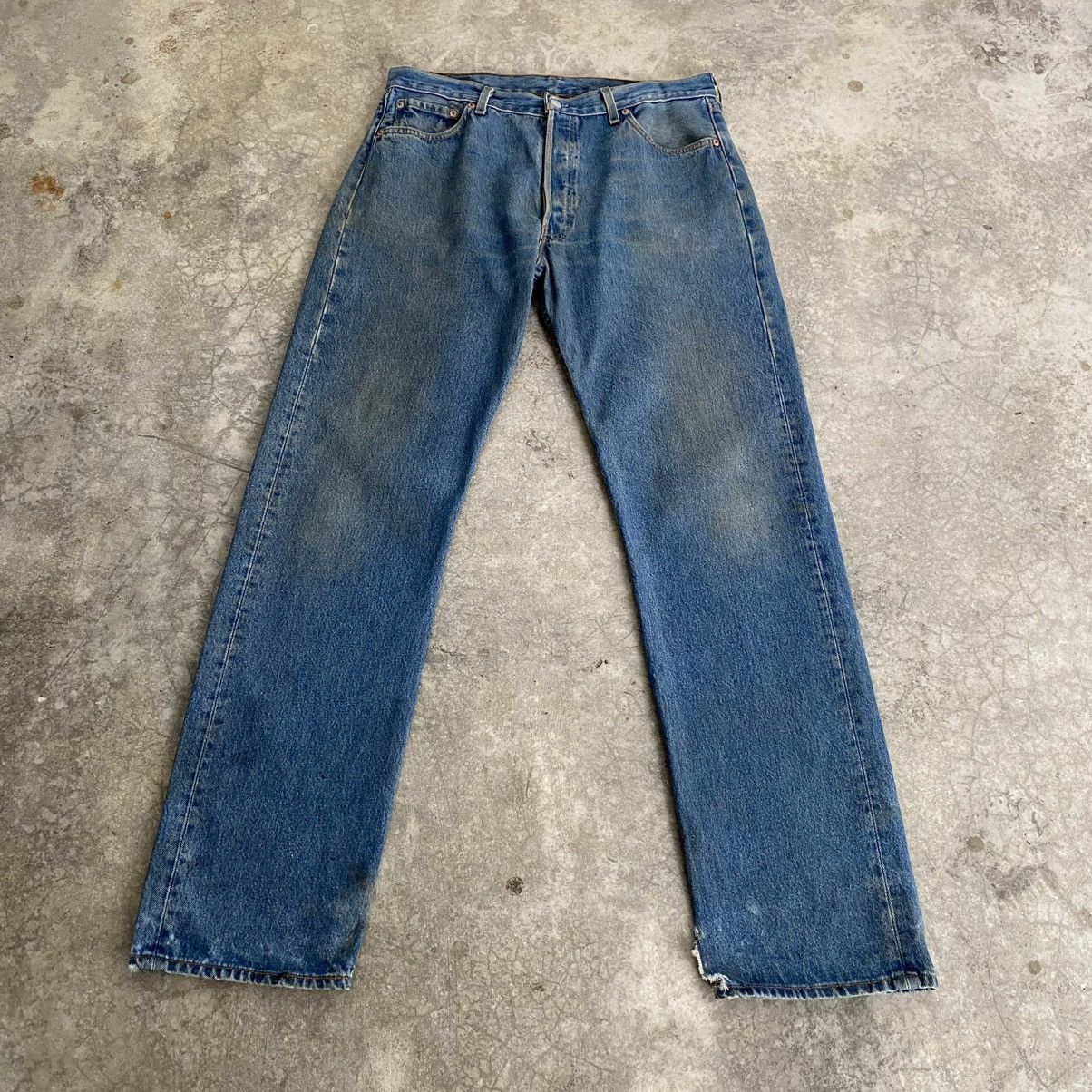 Levi's Vintage Levis 501 Faded Stonewashed Blue Distressed Jeans Size US 35 - 1 Thumbnail