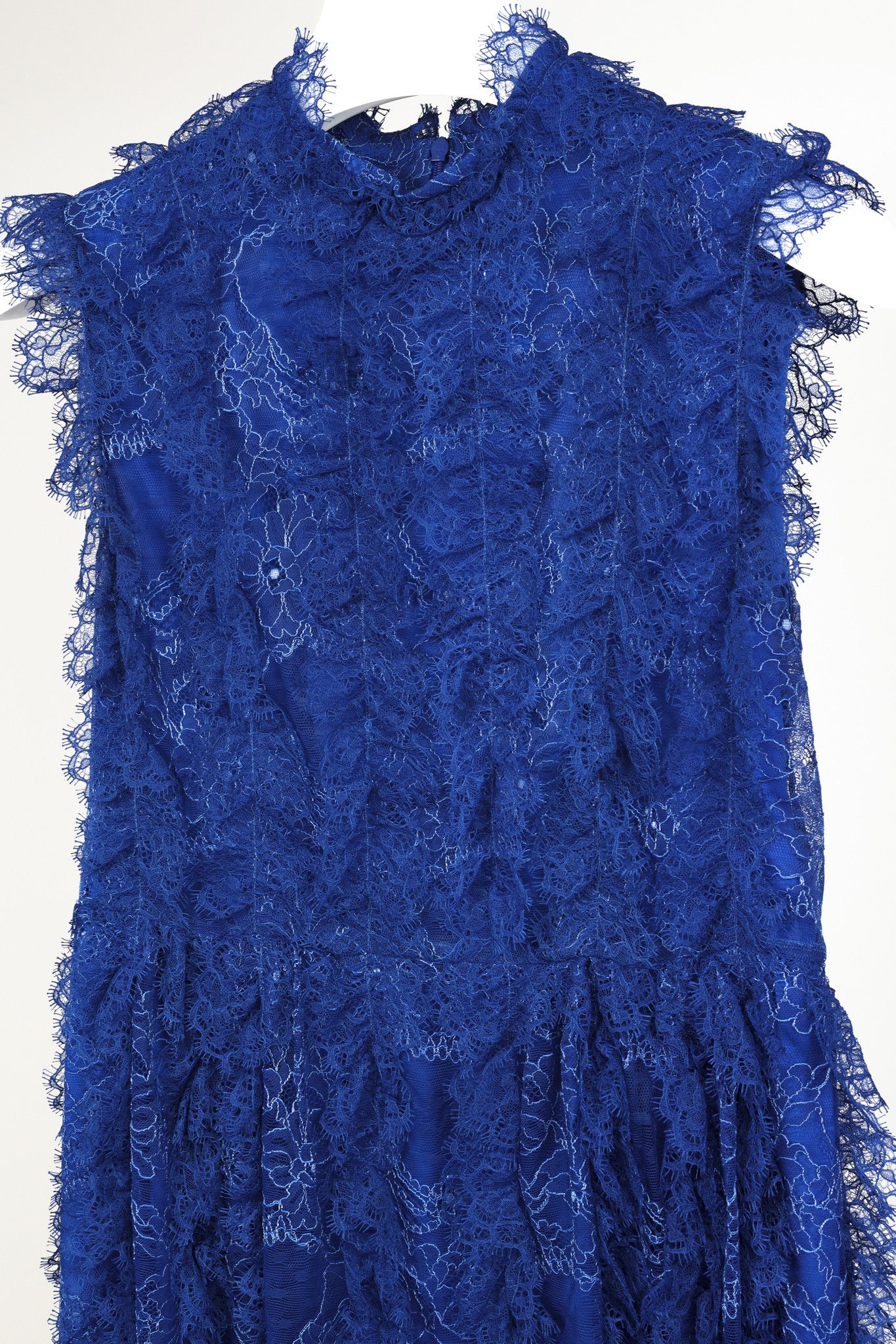 Givenchy Givenchy Cobalt-Blue Lace Ruffle Sleeveless Dress Size S / US 4 / IT 40 - 3 Thumbnail