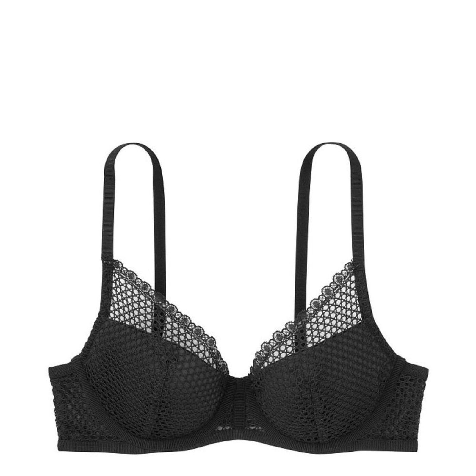 Victoria's Secret Victoria's Secret Black Fishnet Lace Push-Up Bra Size ONE SIZE - 11 Thumbnail