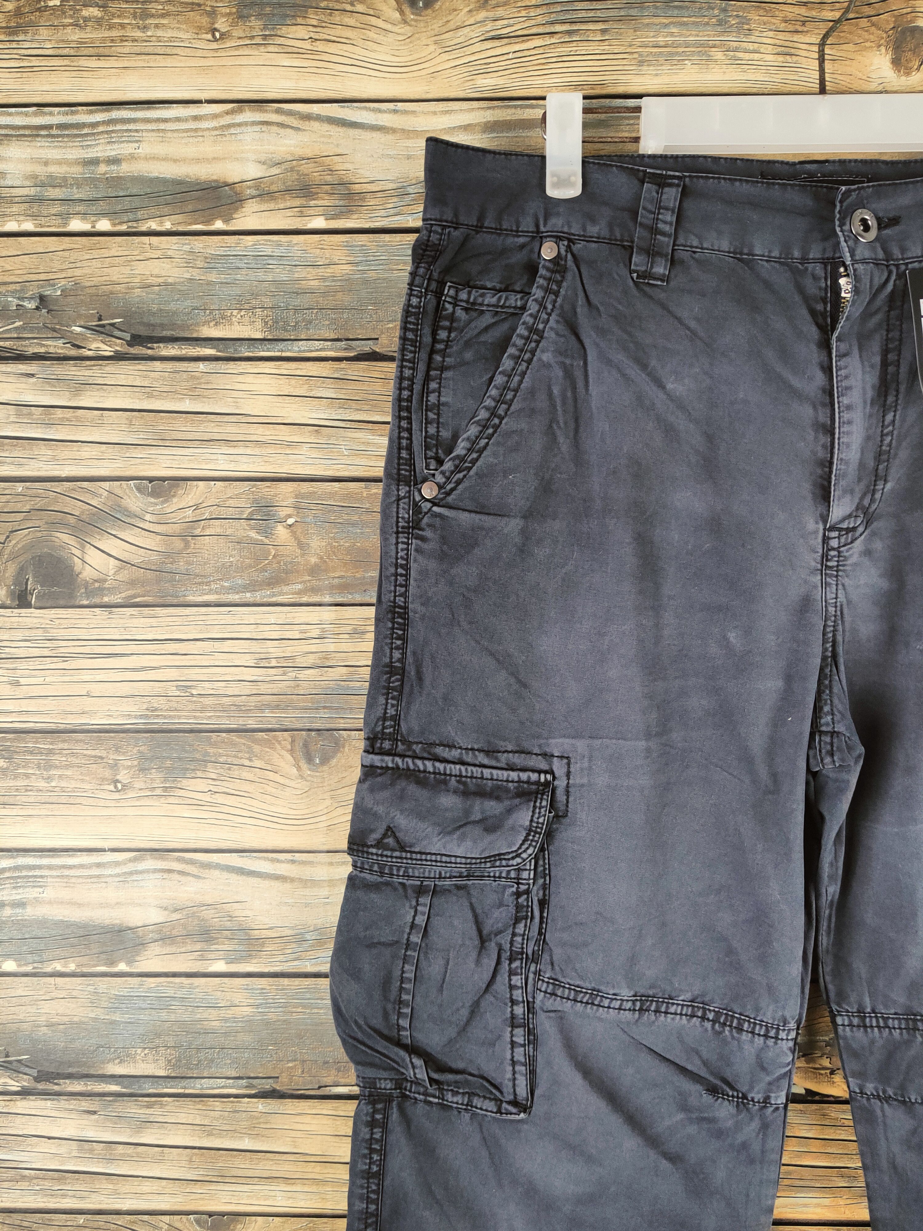 Japanese Brand DL Jeansweat Black Faded Multipocket Cargo Pants #46-135 Size US 32 / EU 48 - 3 Thumbnail
