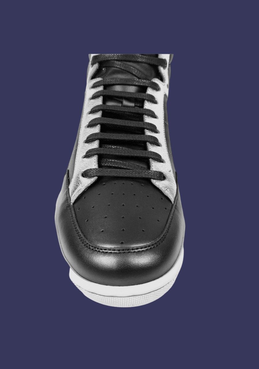 Yves Saint Laurent SAINT LAURENT MEN STAR-BACK LEATHER HIGHTOP BLACK SILVER Size US 11 / EU 44 - 4 Thumbnail
