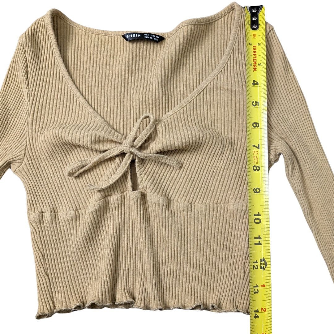 Shein Shein Cropped Tie-Shirt with Center Cutout and Frill Hems Size M / US 6-8 / IT 42-44 - 6 Thumbnail
