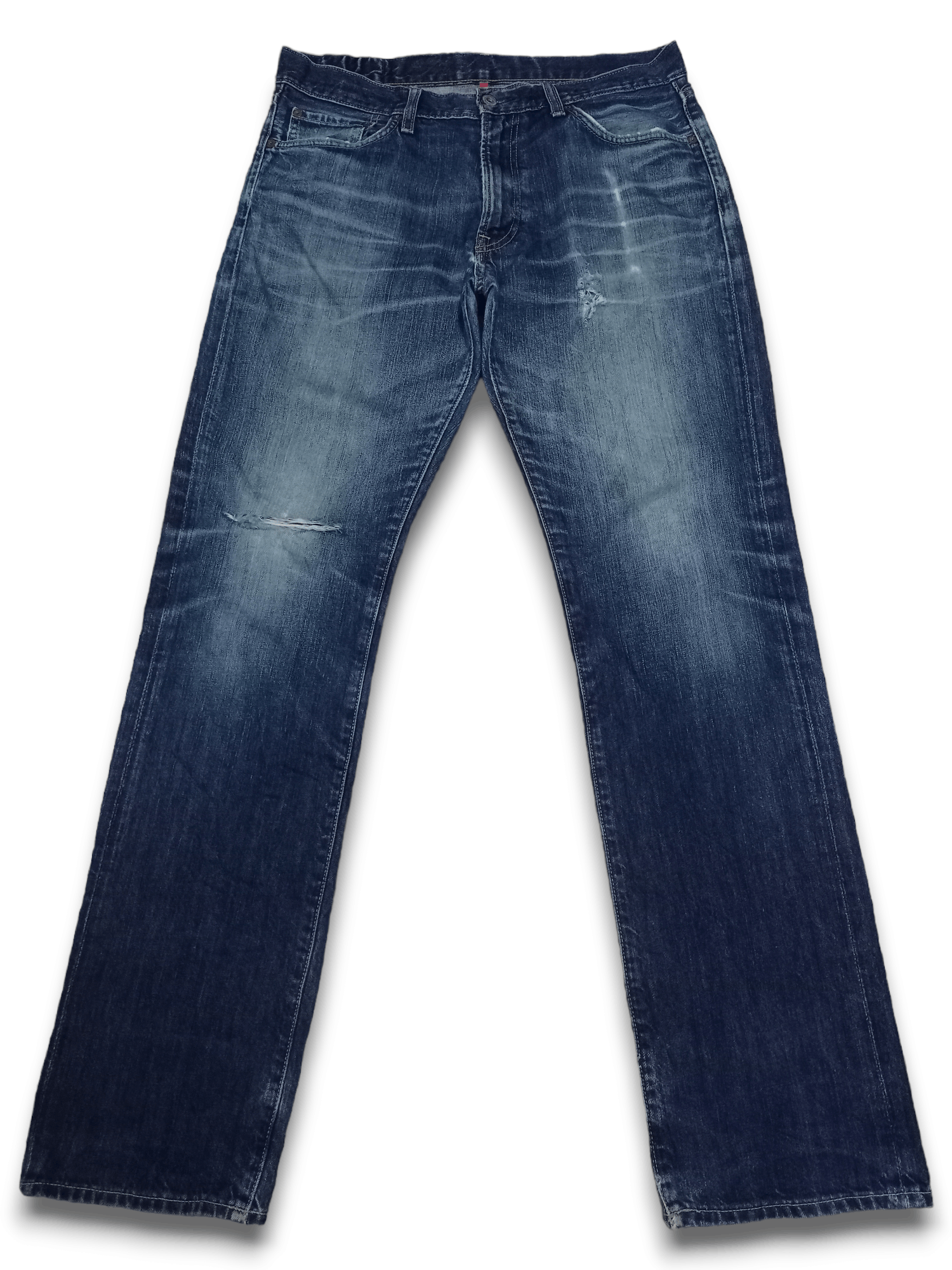 Japanese Brand × Uniqlo SALES 🔥 Vintage Uniqlo Blue Wash Distressed Loose Fit Jeans Size US 34 / EU 50 - 1 Thumbnail