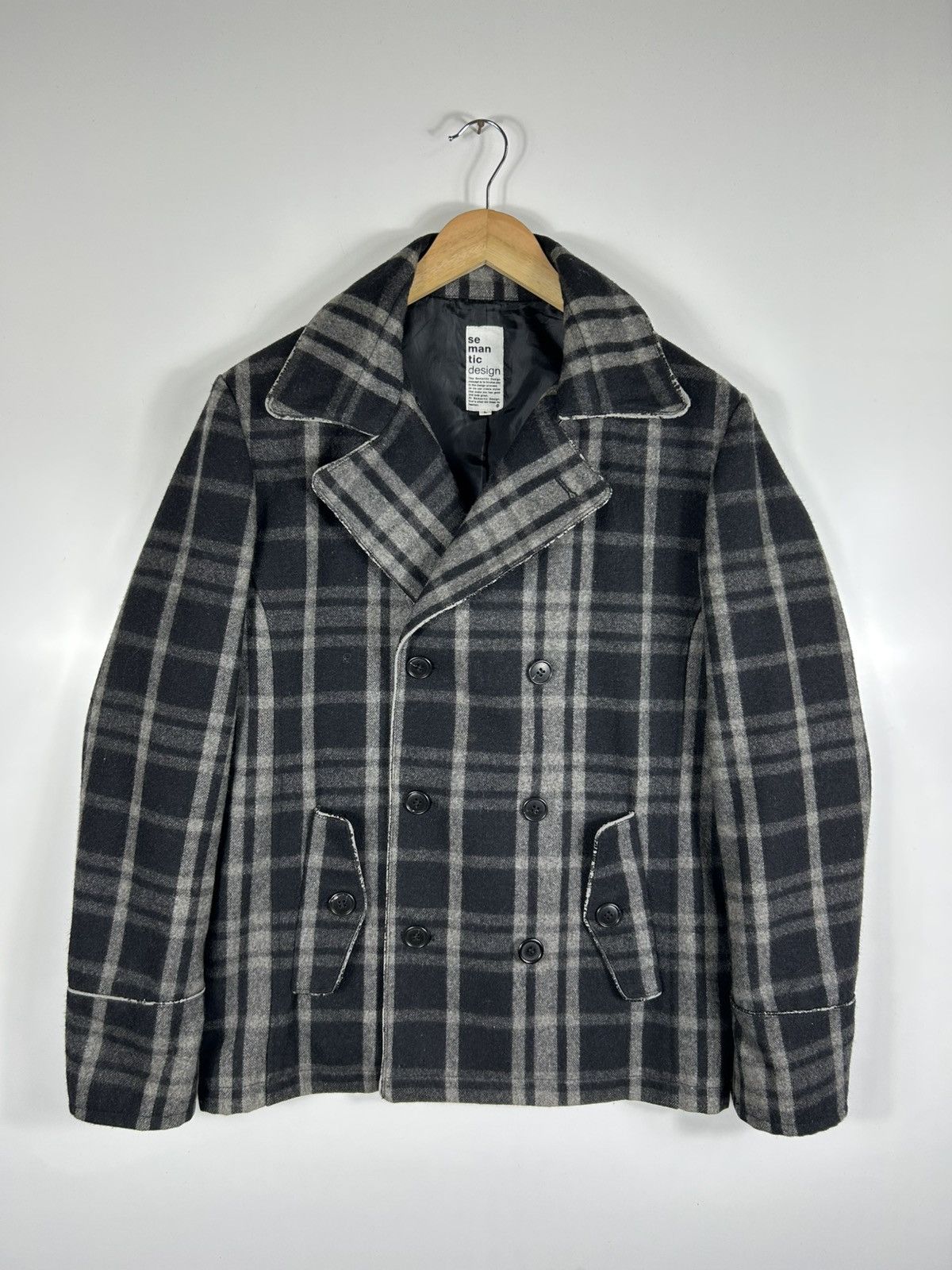 Japanese Brand 🔥Semantic Design Wool Double Breast Peacoat Size US L / EU 52-54 / 3 - 1 Thumbnail