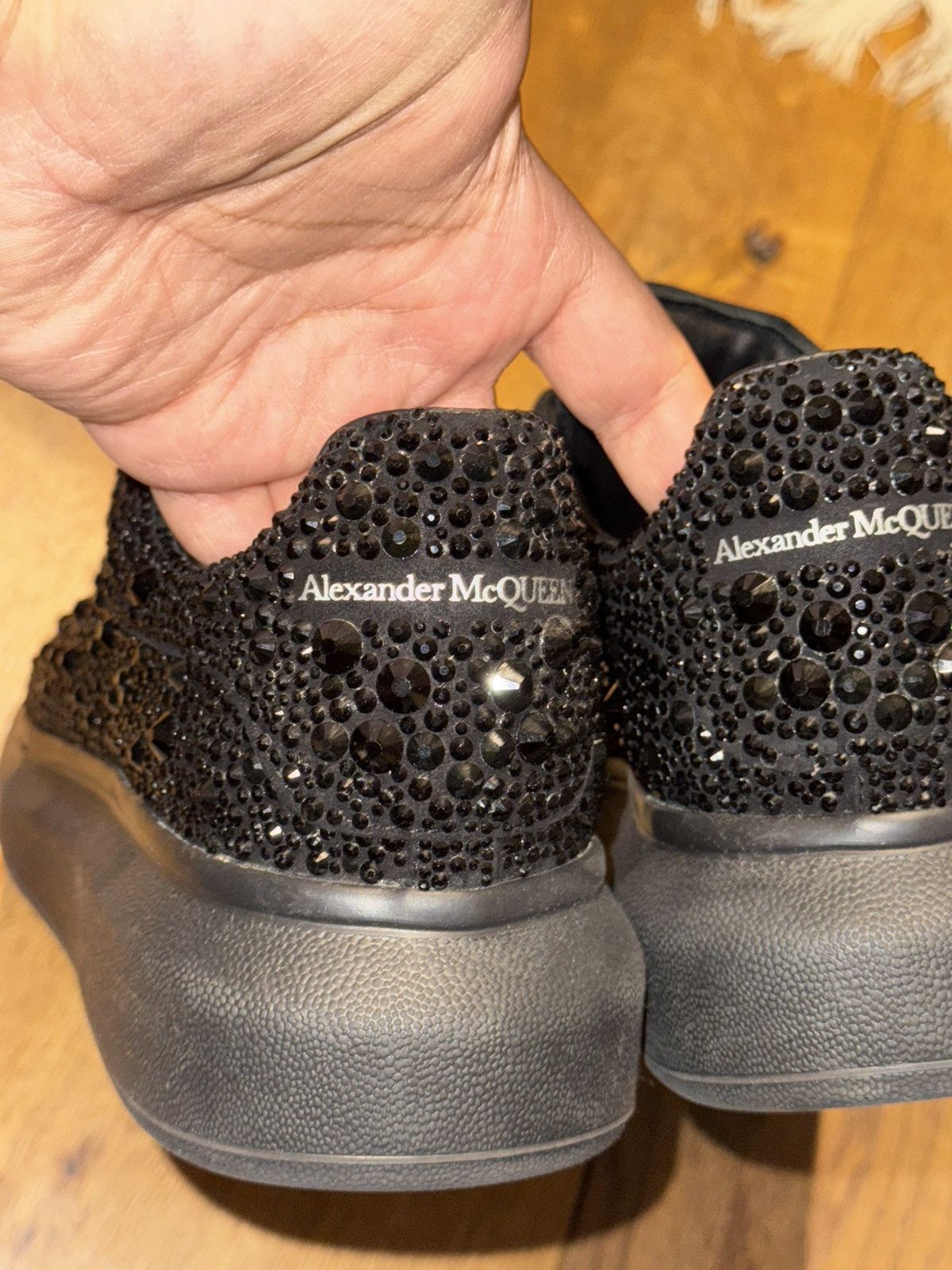Alexander McQueen Triple Black Strass Larry Crystal-Embellished Sneakers Size US 9 / EU 42 - 8 Thumbnail
