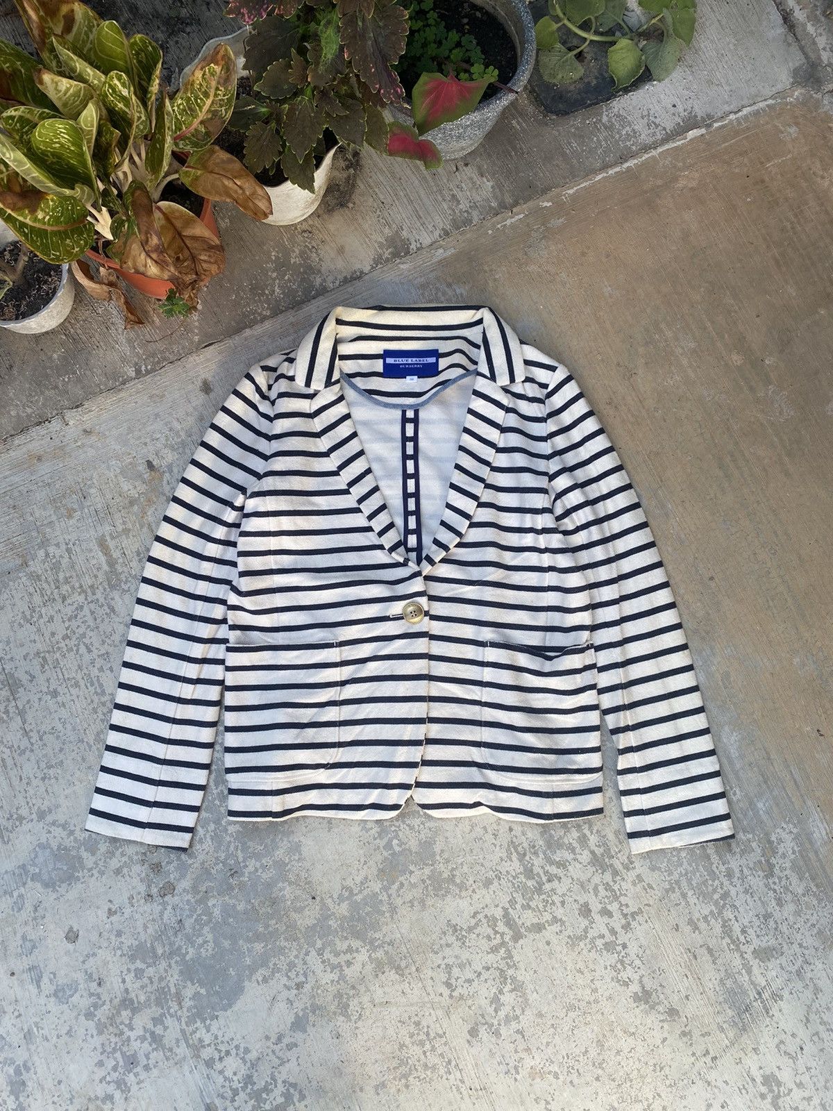 image of Burberry Blue Label Stripe Cardigan in Striped, Women's (Size Medium)