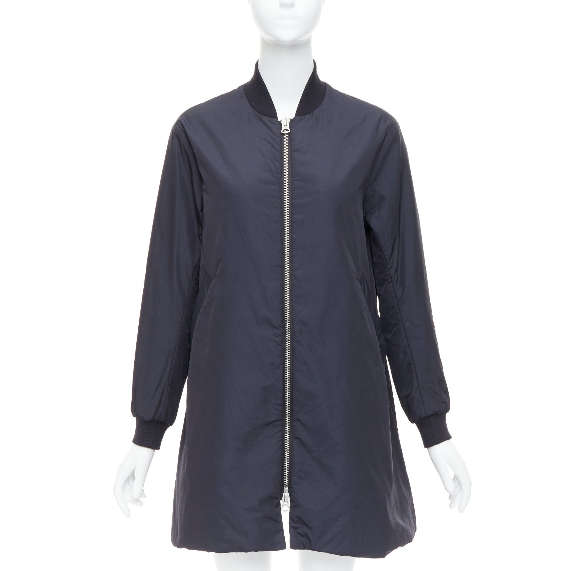 Acne Studios ACNE STUDIOS 2015 Folie Tech black bomber silver zip mini dress FR34 XS Size S / US 4 / IT 40 - 1 Thumbnail