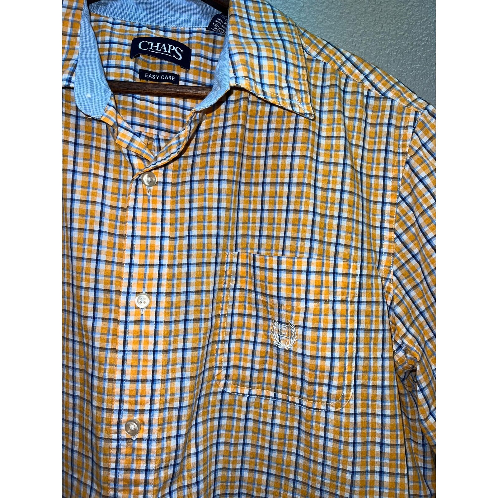 Chaps Chaps Button Up Shirt Orange Blue Easy Care office Summer L Size US L / EU 52-54 / 3 - 3 Thumbnail