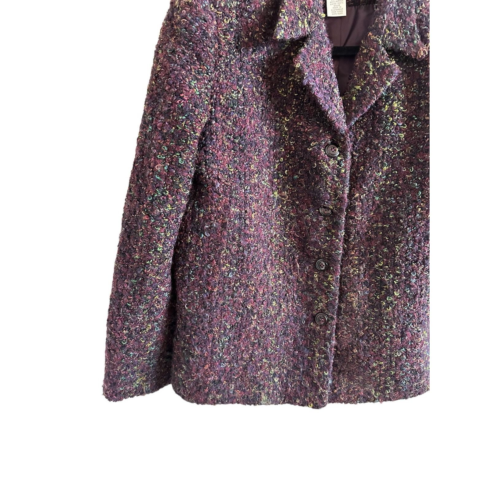 Other Studio Works Medium Purple Tweed Long Sleeve Button Up Coat Size M / US 6-8 / IT 42-44 - 2 Thumbnail