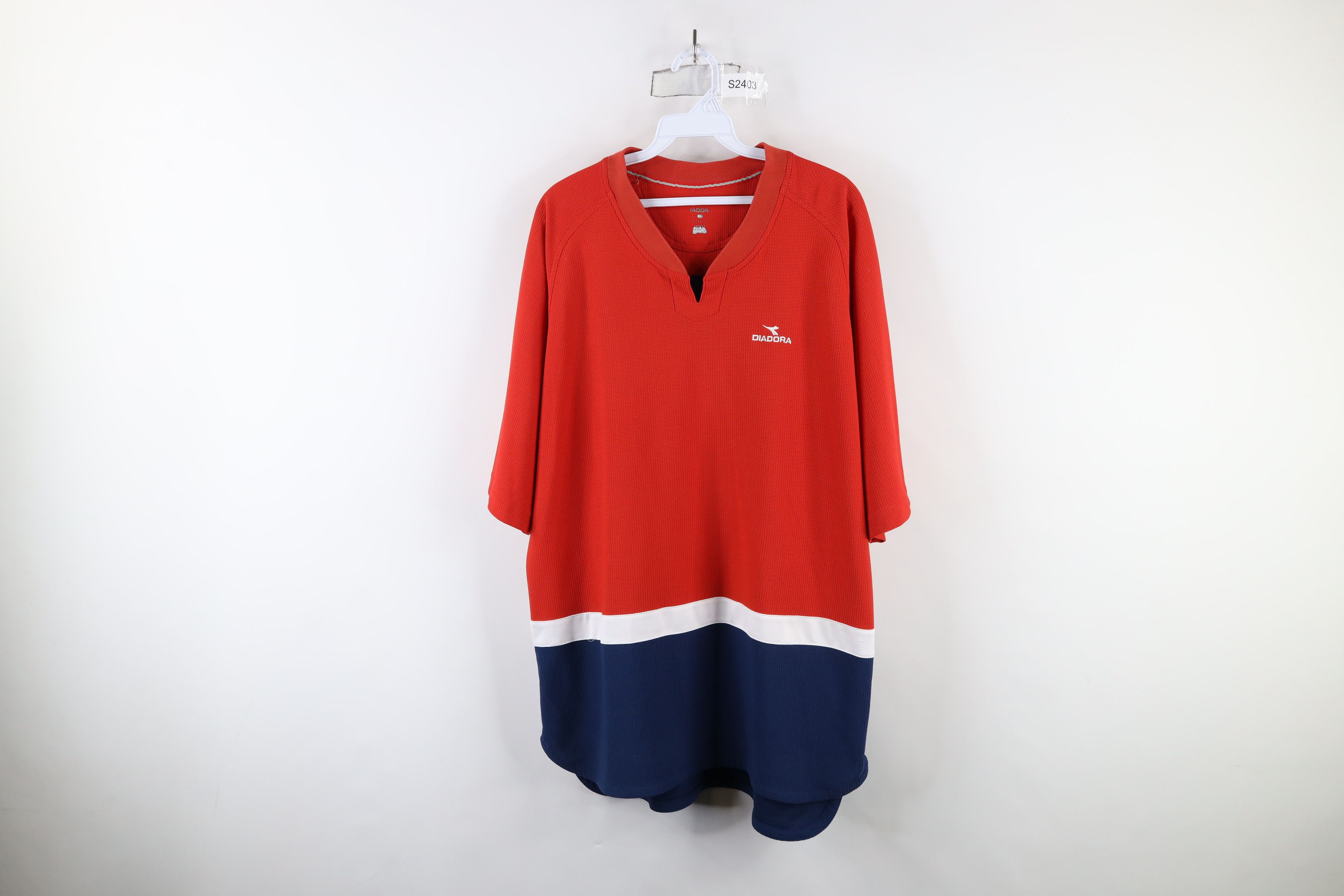 Diadora × Vintage Vintage 90s Diadora Waffle Knit Soccer Jersey Football Size US XL / EU 56 / 4 - 1 Thumbnail